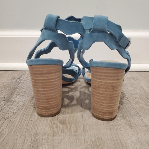 NEW Paige Sage Scalloped Light Blue Suede Sandals - Picture 3 of 4